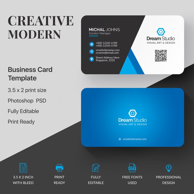 Free PSD | Blue and white business card