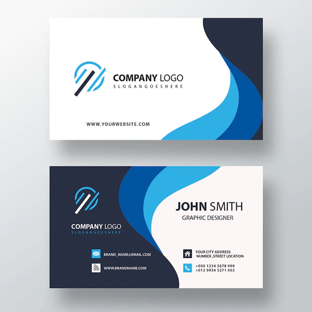 Free PSD | Blue wavy business card