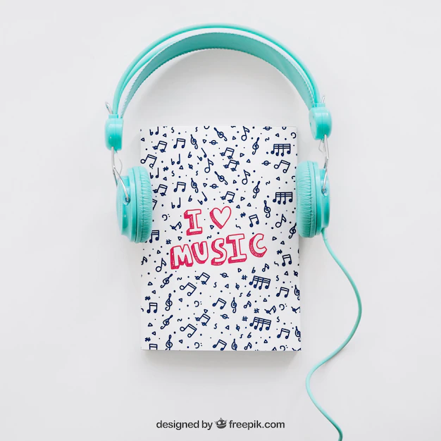 Free PSD | Book cover template with headphones