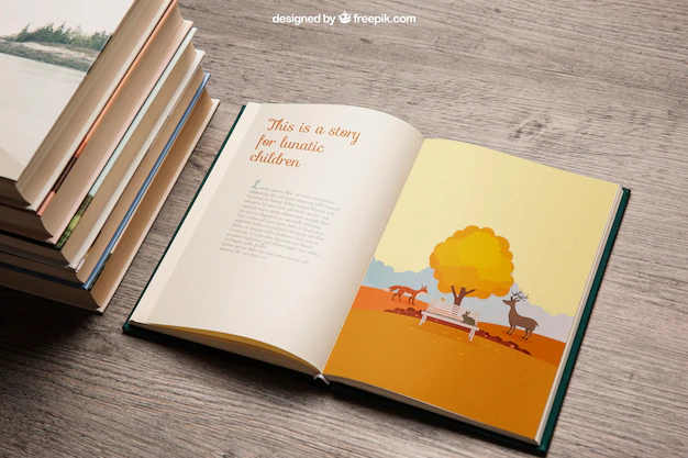 Free PSD | Book mockup with pile
