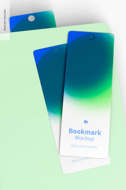 Free PSD | Bookmarks mockup, close up