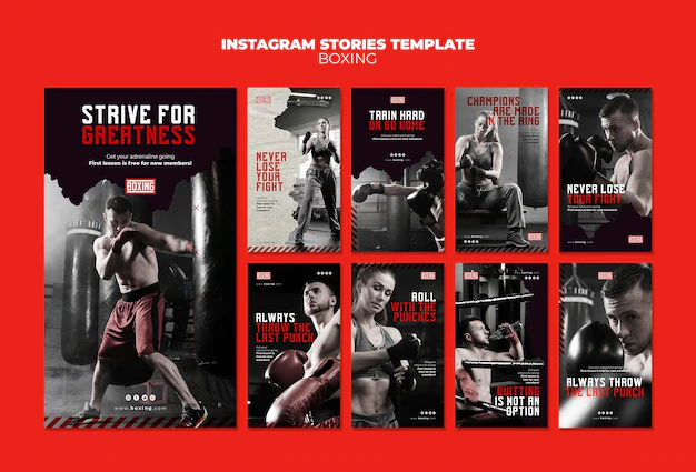 Free PSD | Boxing ad instagram stories template