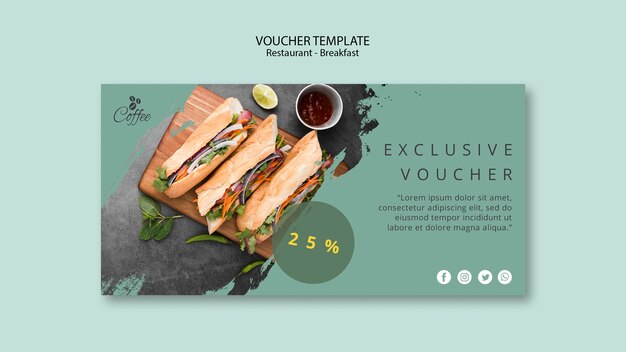 Free PSD | Breakfast restaurant voucher template with special offer