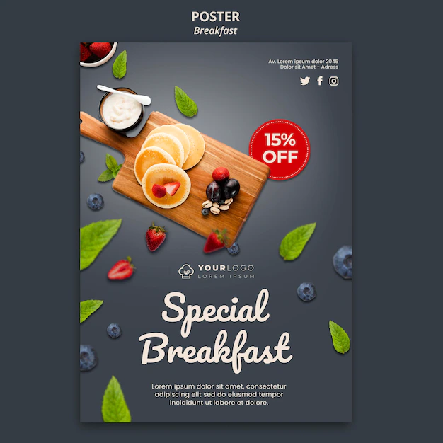 Free PSD | Breakfast time flyer template