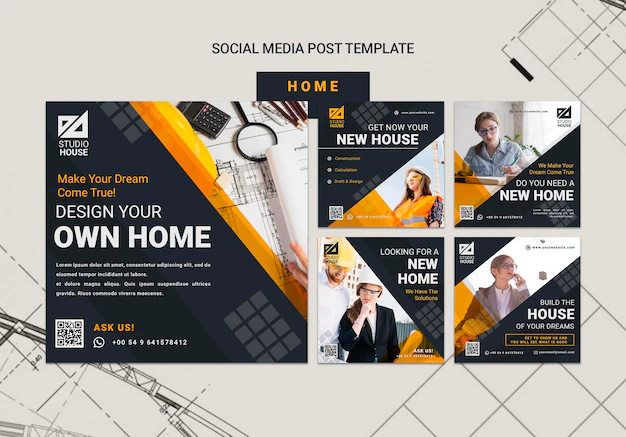 Free PSD | Building your own home social media posts