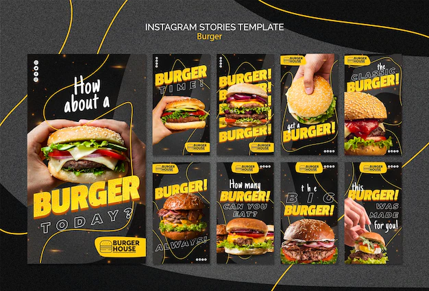 Free PSD | Burger instagram stories
