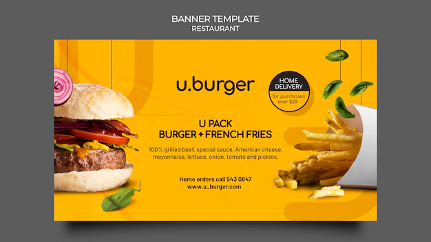 Free PSD | Burger restaurant banner template