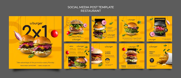 Free PSD | Burger restaurant instagram posts
