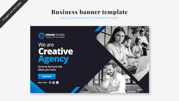 Free PSD | Business banner template with blue details