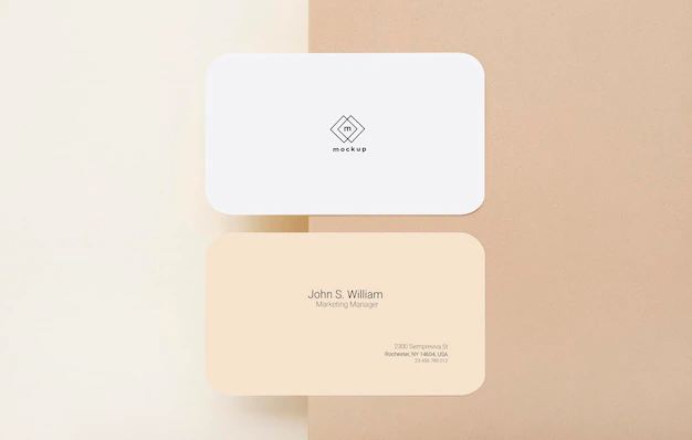 Free PSD | Business card mockup, front and back side, flat lay