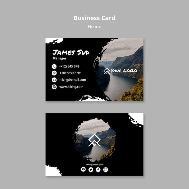 Free PSD | Business card template with hiking concept