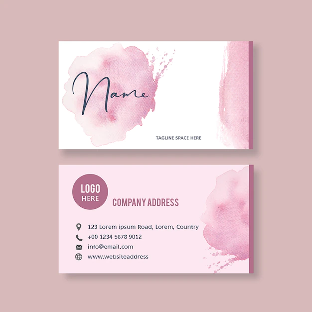 Free PSD | Business card template with watercolor brustrokes