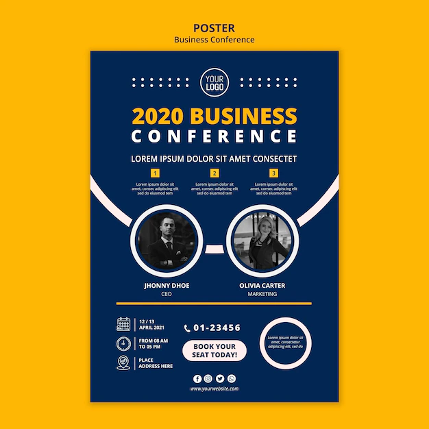Free PSD | Business conference concept poster template