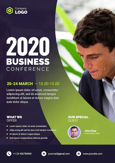 Free PSD | Business conference poster with businessman