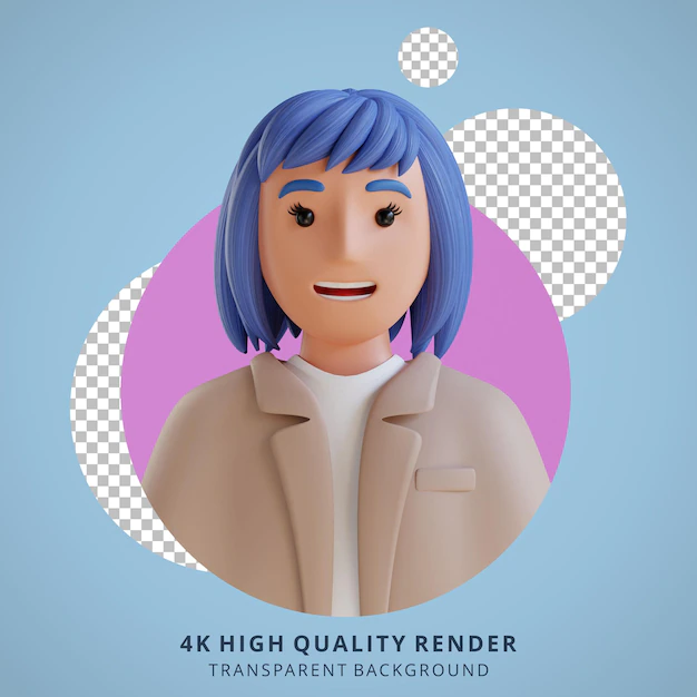 Free PSD | Business woman 3d cartoon avatar portrait