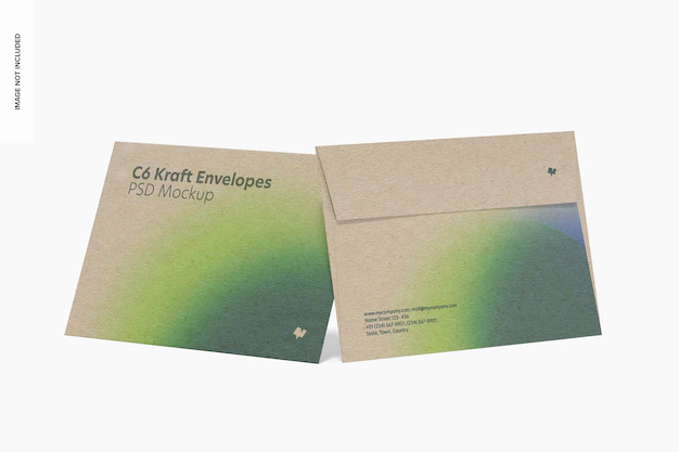 Free PSD | C6 kraft envelopes mockup, front view
