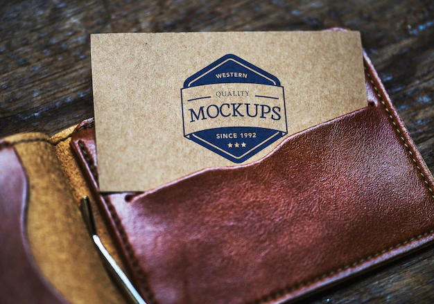 Free PSD | Calling card mockup in a wallet