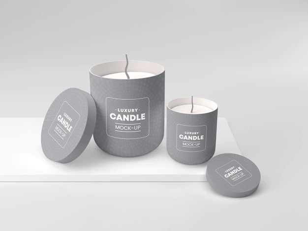 Free PSD | Candle with cover mockup