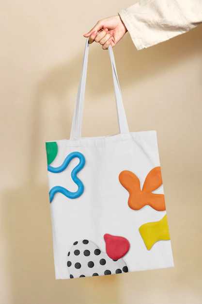 Free PSD | Canvas tote bag mockup psd with abstract plasticine clay pattern