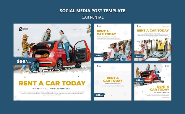 Free PSD | Car rental instagram posts template