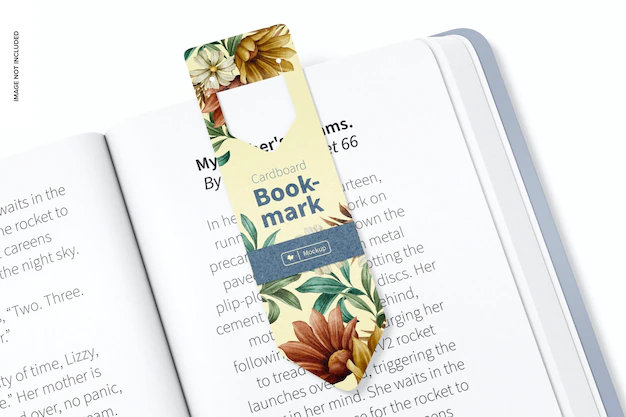 Free PSD | Cardboard bookmark mockup