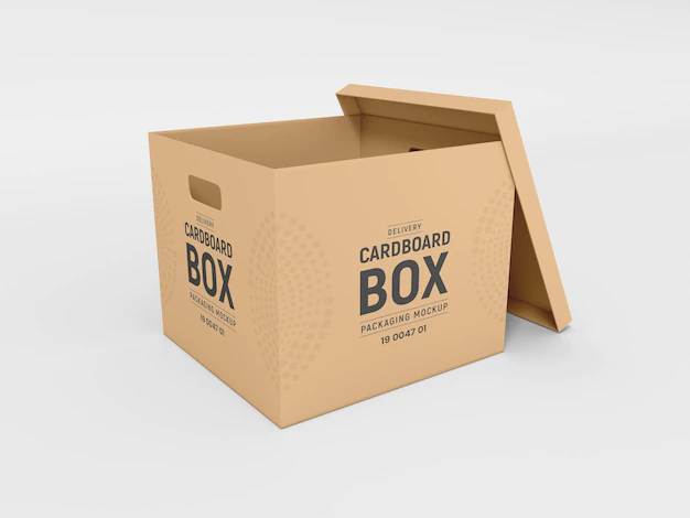 Free PSD | Cardboard paper delivery box packaging mockup