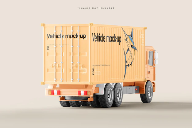 Free PSD | Cargo container truck mockup