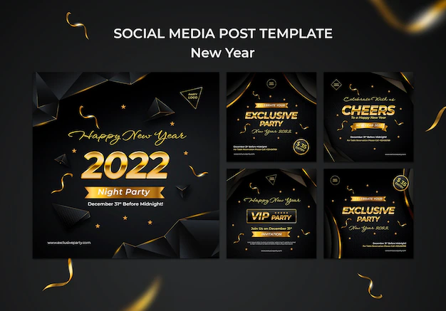 Free PSD | Celebrative new year ig posts collection