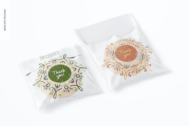 Free PSD | Cellophane cookie bags mockup