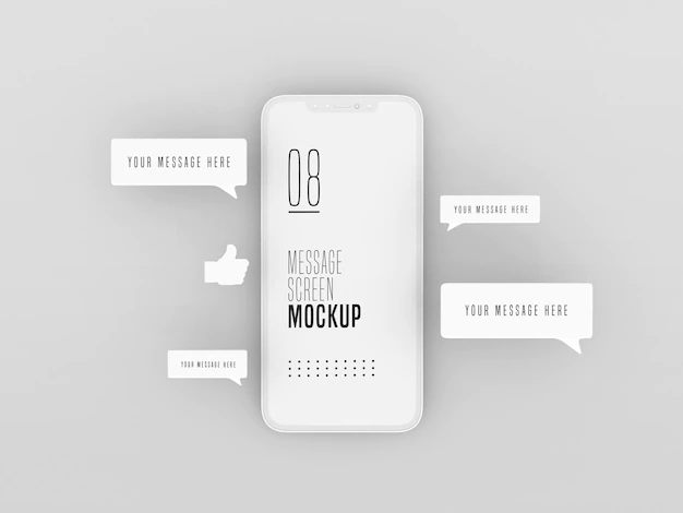 Free PSD | Chat messaging conversation on mobile phone mockup