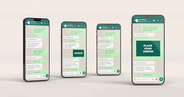 Free PSD | Chat mockup with smartphones