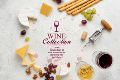 Free PSD | Cheese and wine circle shape