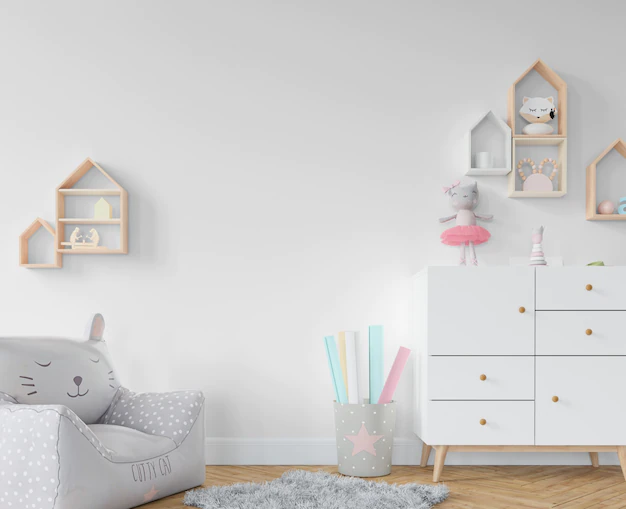 Free PSD | Childroom with shelves and toys
