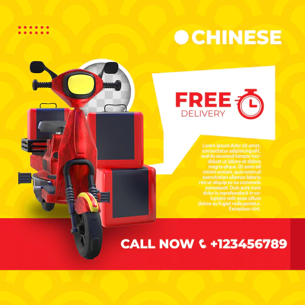 Free PSD | Chinese delivery banner with pattern background