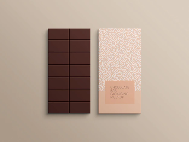 Free PSD | Chocolate bar wrapping paper packaging mockup design