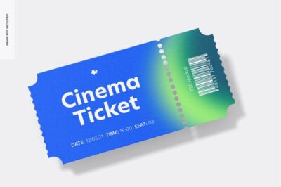 Free PSD | Cinema ticket mockup, front view