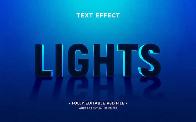 Free PSD | Cinematic text effect blue background