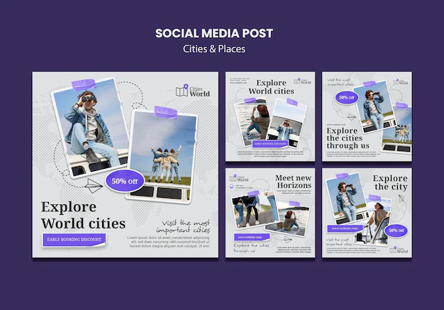 Free PSD | Cities and places social media posts