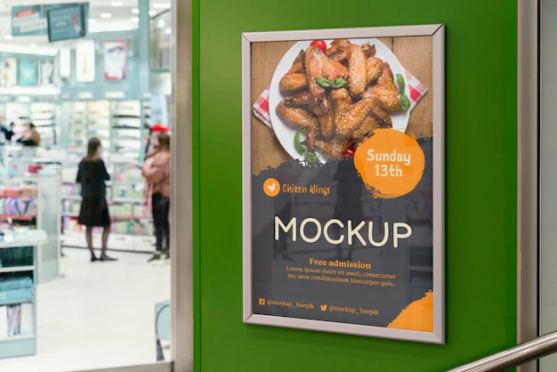 Free PSD | City food billboard mock-up