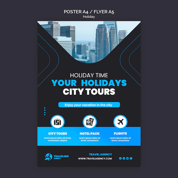 Free PSD | City tours poster template