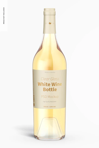 Free PSD | Clear glass white wine bottle mockup