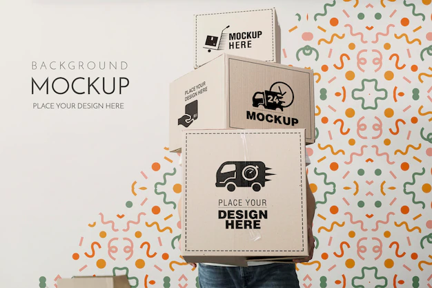 Free PSD | Close-up hands holding boxes
