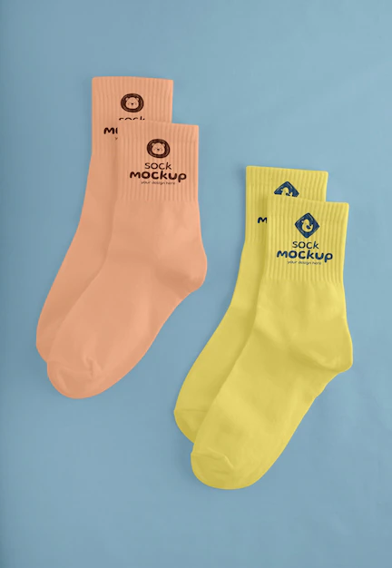 Free PSD | Close up on beautiful color socks mockup