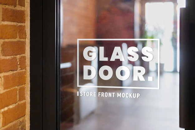 Free PSD | Close up on glass store window mockup