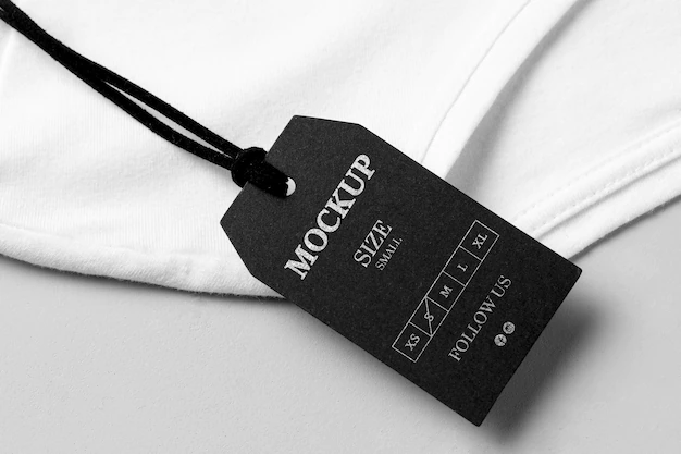 Free PSD | Clothing size black mock-up high view and white towel