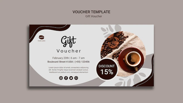 Free PSD | Coffee gift voucher template