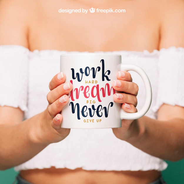 Free PSD | Coffee mug mockup for quote design