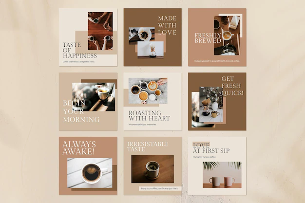 Free PSD | Coffee quote template psd set for social media post