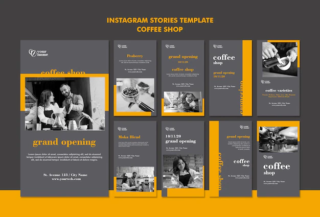 Free PSD | Coffee shop instagram stories