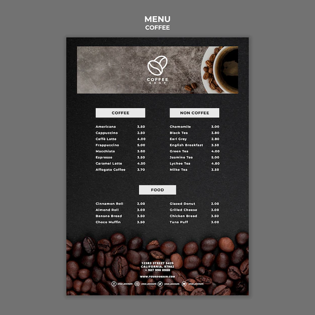 Free PSD | Coffee shop menu template